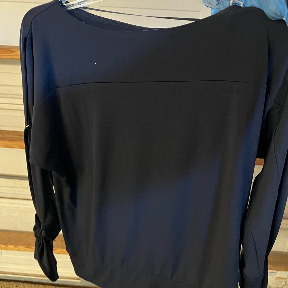 Black long sleeve top with ties